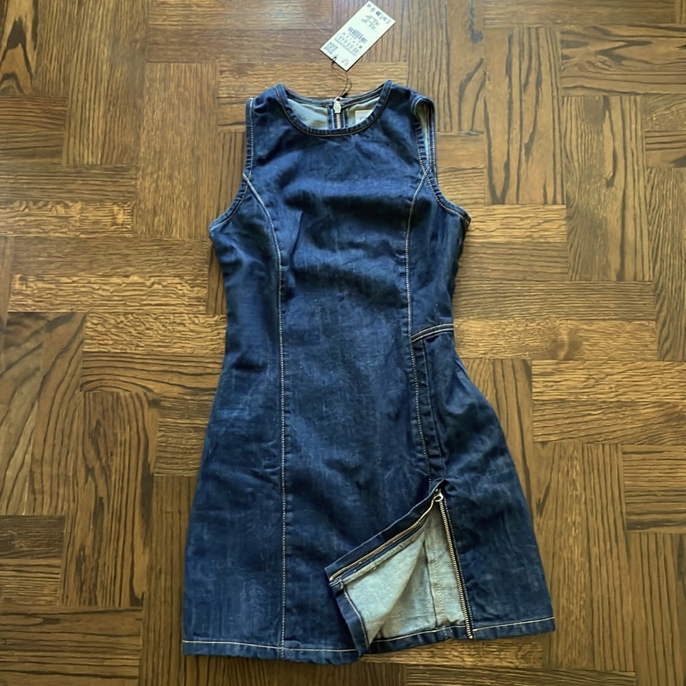 NWT Zara Denim mini dress with slit